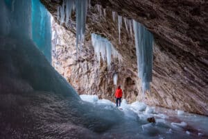 winter hike to ice caves near Meeker, CO
