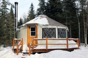 winter hike to a yurt near Meeker, CO